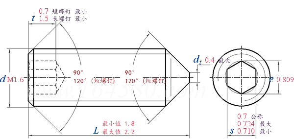 GB /T 78 - 2007 内六角锥端紧定螺钉