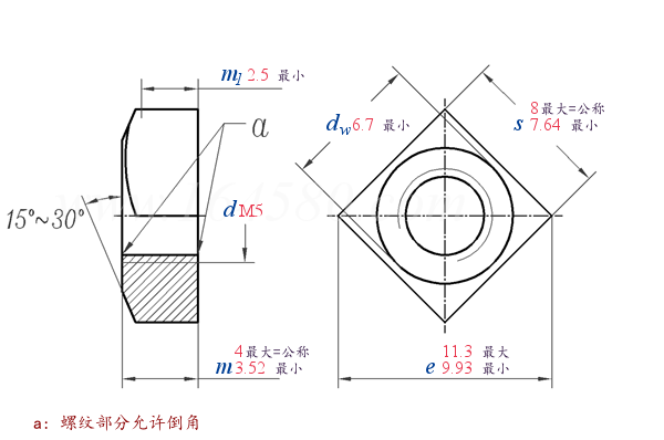 DIN 557 - 1994 方螺母 C级