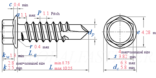 GB /T 15856.4 - 2002 Hexagon Flange Head Drilling Screw with Tapping Screw Thread