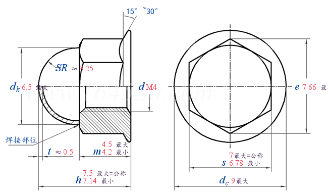 GB /T 802.3 -  2009 六角法兰面盖形螺母 焊接型