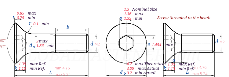 ISO  10642 -  2019 Hexagon Socket Countersunk Head Screws With Reduced Loadability