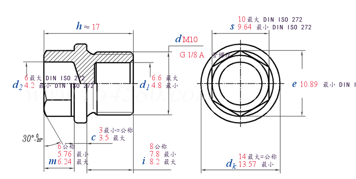 DIN  910 -  2020 带肩的外六角螺旋塞.重载圆柱螺纹 （L型）