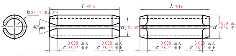 ASME B 18.8.2 -  2020 弹性圆柱销 【Table 9 -1】