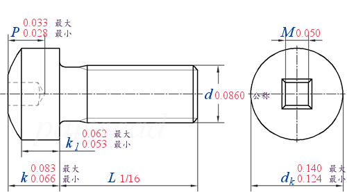 ASME B 18.6.3 T22-III -  2013 四方槽球面圆柱头螺钉