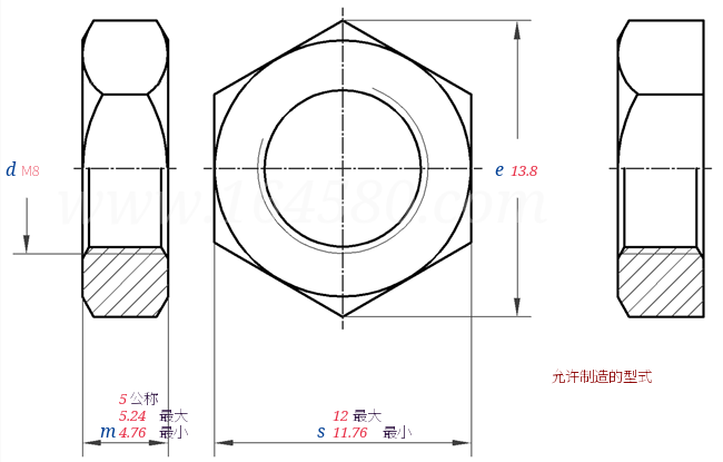 GB  53 -  1976 六角薄螺母