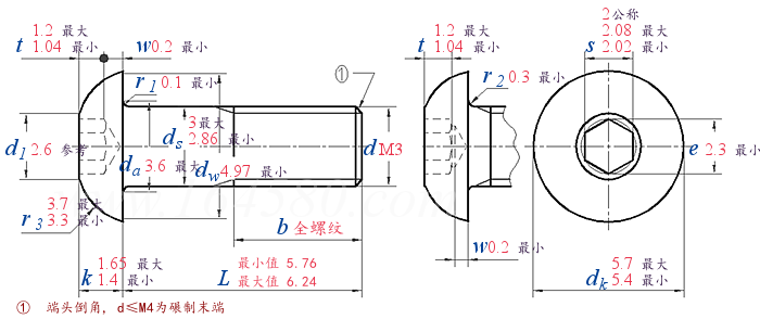ISO 7380-1 - 2022 内六角圆头螺钉