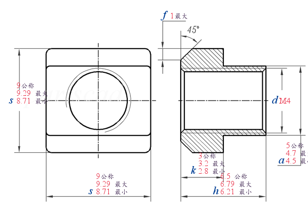 JIS B 1167 - 2011 T形槽用螺母-零部件CAD