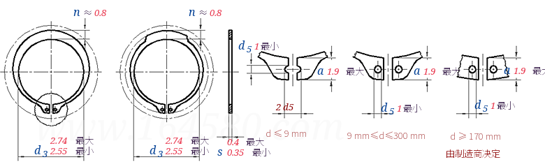 DIN  471-1 -  2011 轴用卡簧 标准型