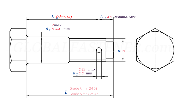 GB /T 28 -  2013 Hexagon Fit Shank Bolts With Split Pin Hole On Shank