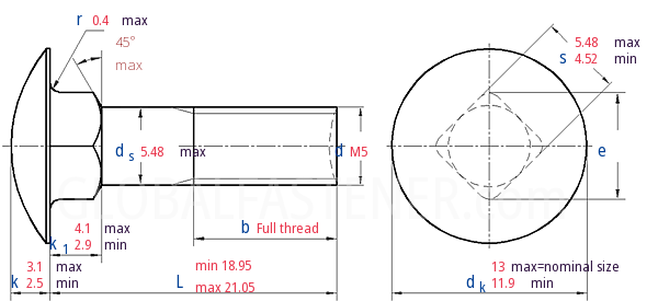 GB /T 14 -  2013 Mushroom Head Square Neck Bolts
