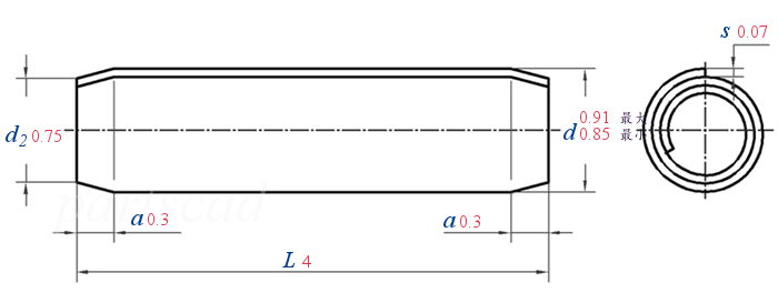 JIS B 2808CS -  2013 标准型卷制弹性圆柱销 [Table 9]