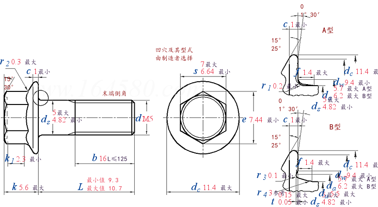 GB 5787 - 1986 六角法兰面螺栓 B级