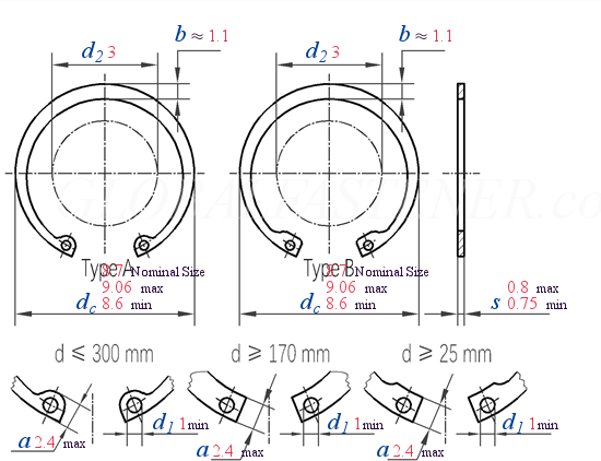 GB /T 893 A -  2017 Retaining Rings For Bores-Type A