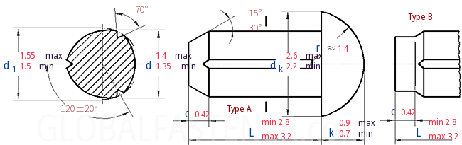 DIN EN ISO  8746 -  1998 Grooved Pins With Round Head