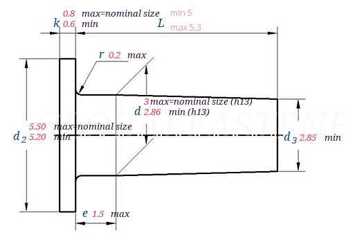 DIN 7338 (A) - 2011Brake and Clutch Lining Rivets, Form A