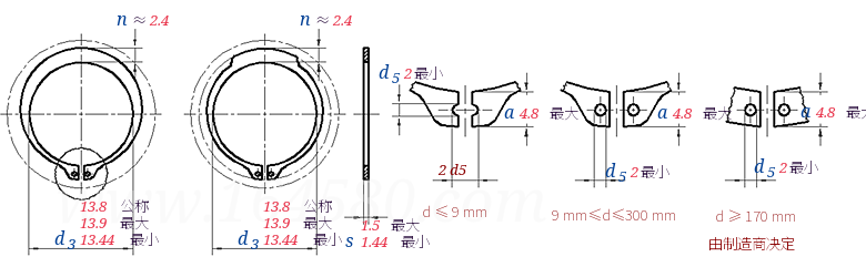 DIN  471 -2 -  2011 轴用卡簧  重型