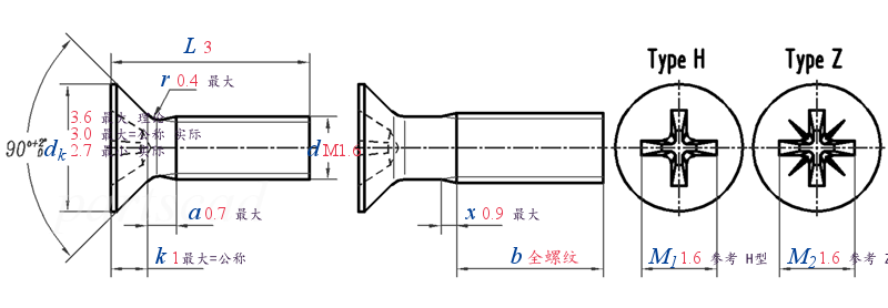 DIN EN ISO  7046-1 -  2011 十字槽沉头螺钉（通用头型）- 4.8级，钢制，产品等级A级