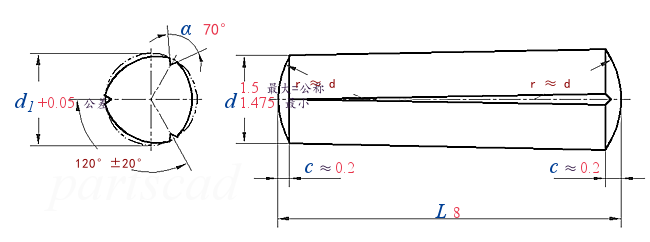 DIN EN ISO  8744 -  1998 槽销—全长锥槽
