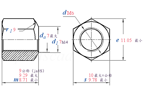 DIN  6330 -  2003 1.5D厚六角螺母