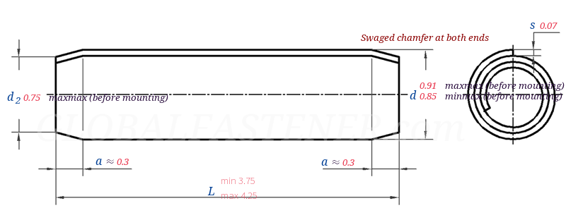 DIN EN ISO 8750 - 2007Spring-Type Straight Pins - Coiled, Standard Duty
