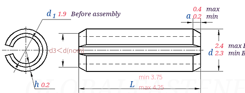 DIN EN ISO  13337 -  2009 Spring - Type Straight Pins - Slotted, Light Duty