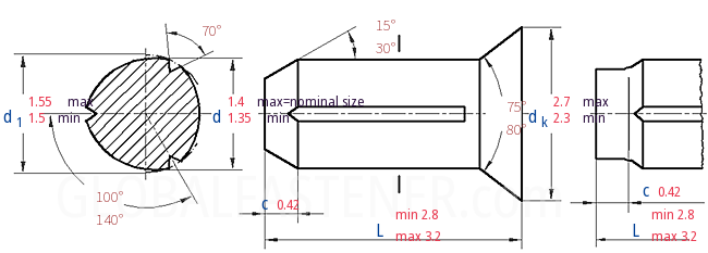 DIN EN ISO  8747 -  1998 Grooved Pins With Countersunk Head