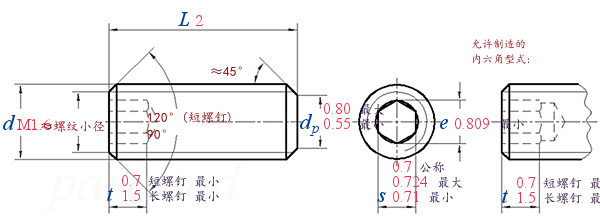 ISO 4026 - 2003 内六角平端紧定螺钉