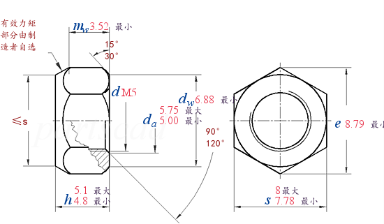 ISO  7042 -  2012 压点式全金属六角锁紧螺母 5、8、10、12级