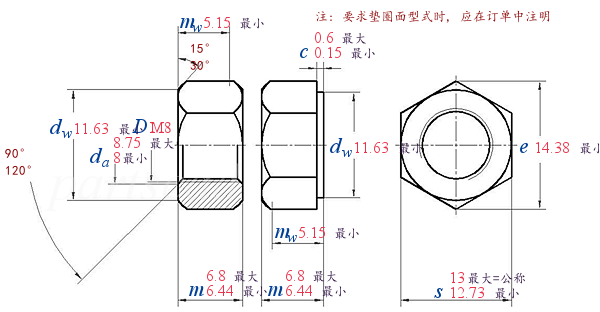 DIN EN ISO  8673 -  2013 1型六角螺母 米制细牙螺纹 A级和B级
