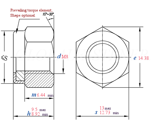 ISO  10512 -  2012 Prevailing Torque Type Hexagon Regular Nuts(With Non-Metallic Insert) With Metric Fine Pitch Thread - Property Classes 6,8 And 10
