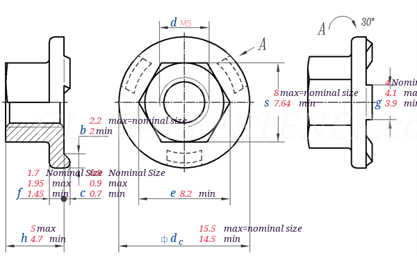 JIS B 1200 -  2018 Hexagon Weld Nuts With Flange