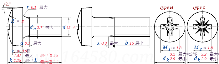 DIN  7985 - 1990 十字槽球面(矮)圆柱头[盘头]螺钉
