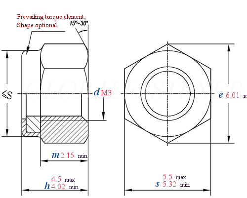 Q  328 Prevailing torque type hexagon nuts(with non-metallic insert),Style 1
